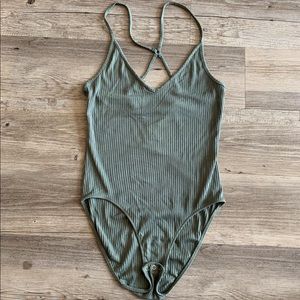 Topshop olive green bodysuit size 6
